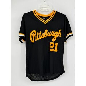 Unbranded Roberto Clemente Jersey Mens M Black Good Pittsburgh 21 Mesh Baseball